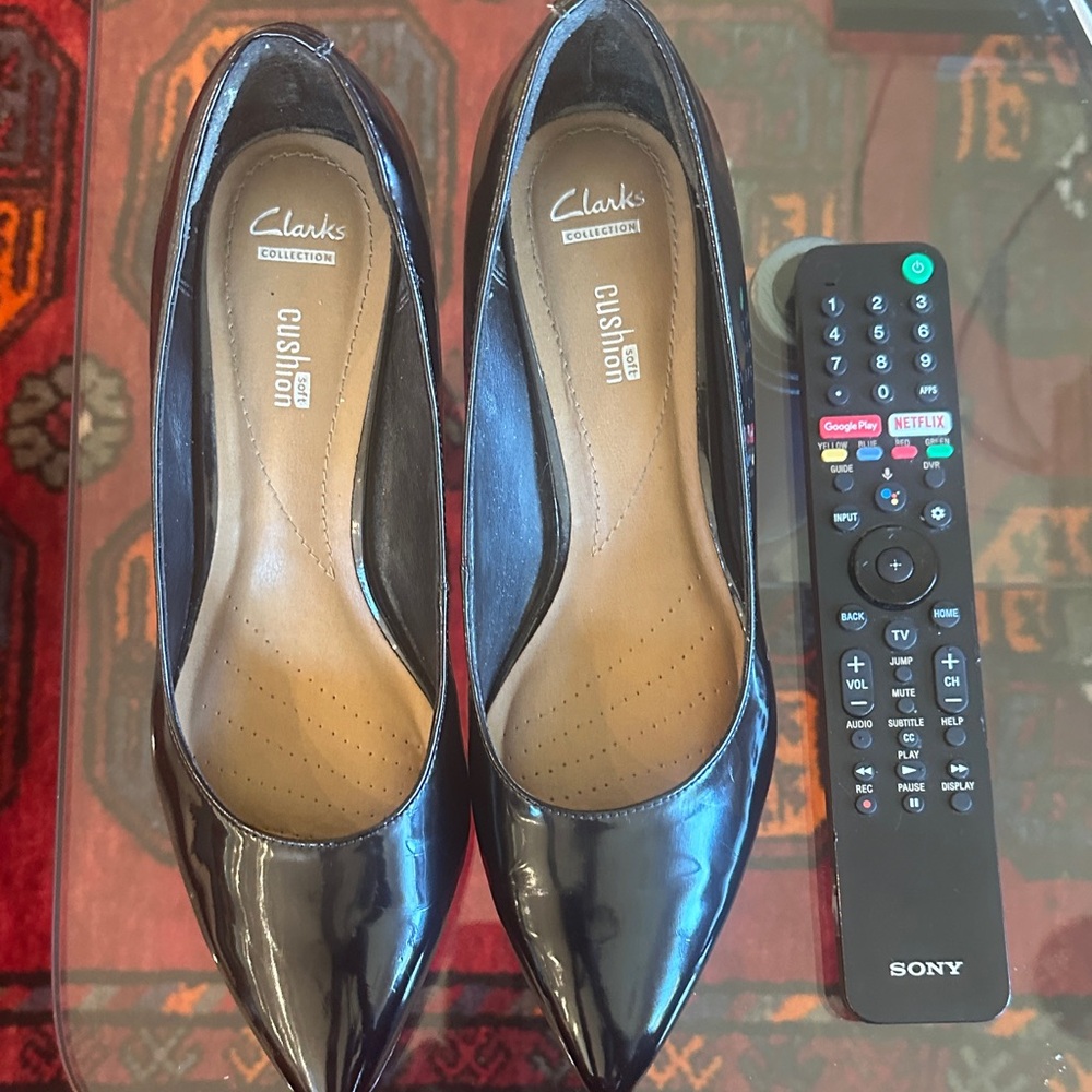 Clarks Black Patent Leather Heels